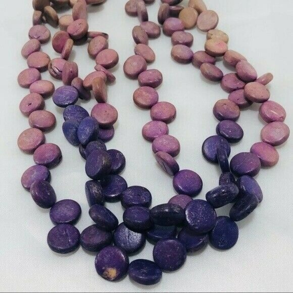 Women Layer Strand Necklace 15” 18” Retro Boho Purple Pink Gradients Two Tone - Picture 11 of 12